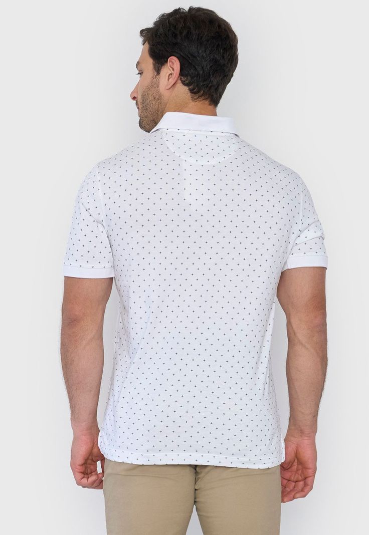 Polera Hombre Polo Jersey Miniprint Blanco Corona-1