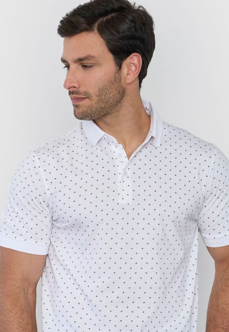 Polera Hombre Polo Jersey Miniprint Blanco Corona-2