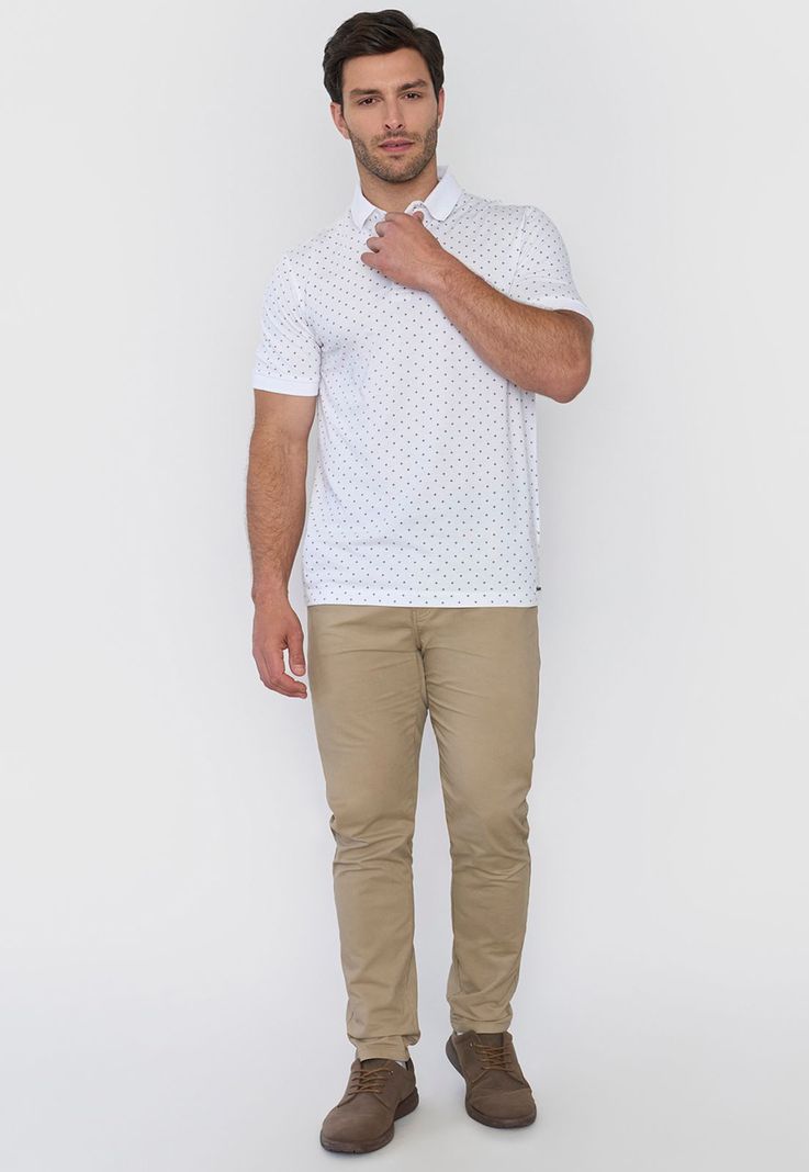 Polera Hombre Polo Jersey Miniprint Blanco Corona-3