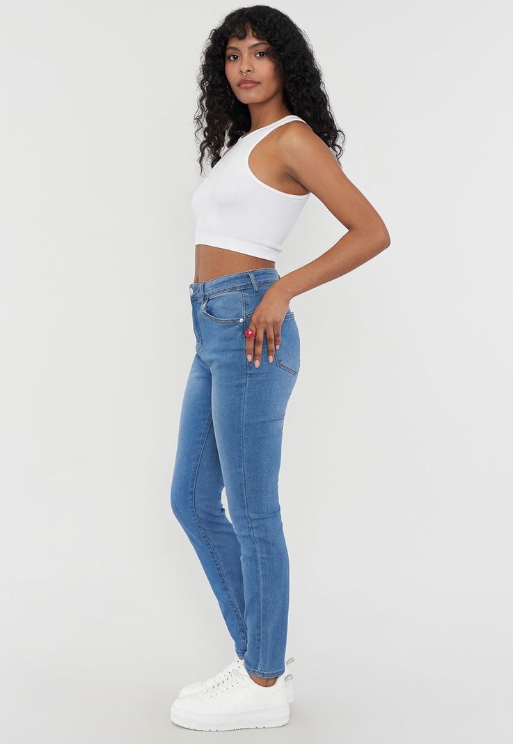 Jeans Mujer Básico Push Up Azul Claro Corona-2
