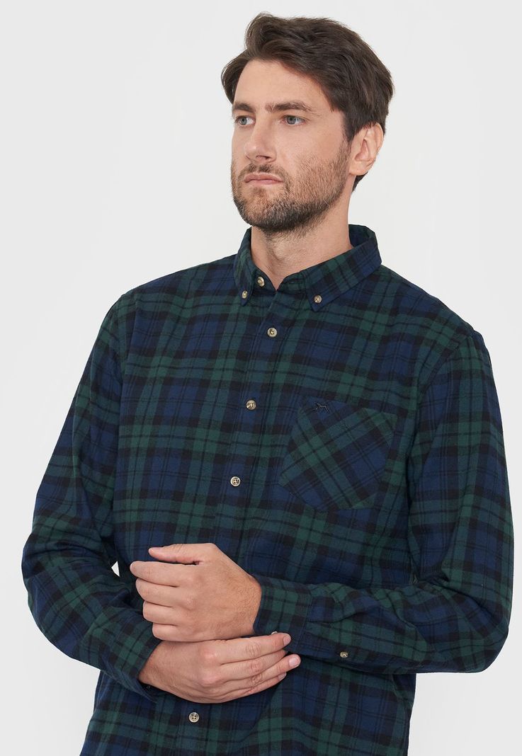 Camisa Hombre Franela Verde Corona-2