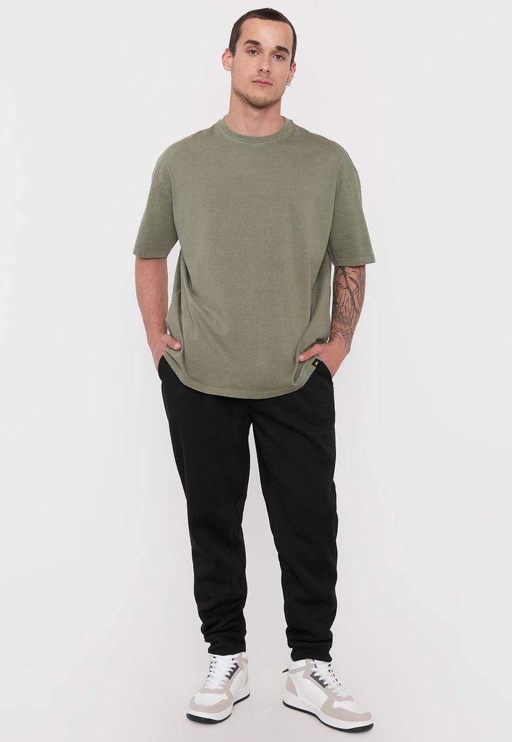 Polera Hombre Oversize Verde Liso Corona-3