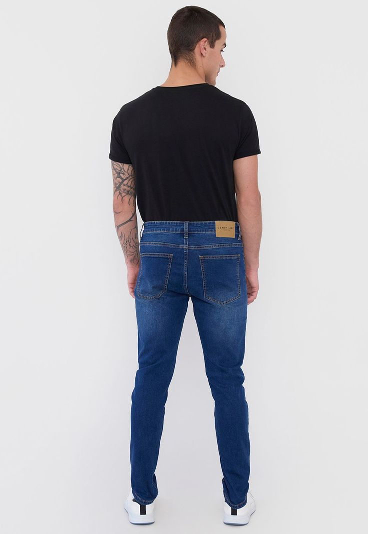 Jeans Hombre Spandex Skinny Fit Azul Medio Corona-2