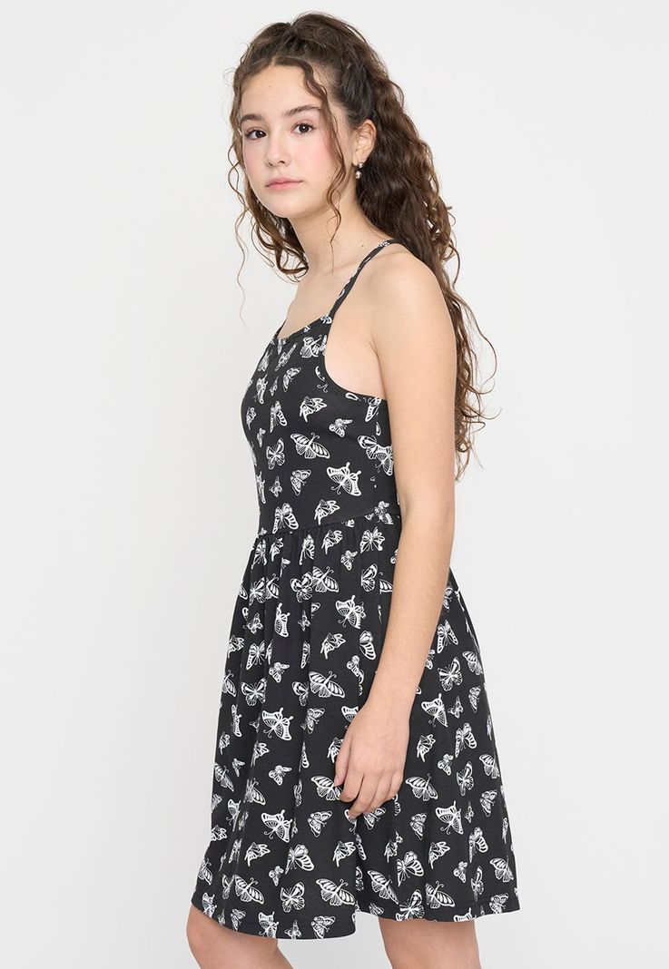Vestido Niña Teen Skater Tiritas Negro Corona-2