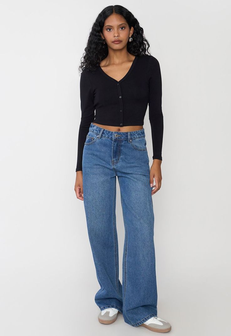 Jeans Mujer Wide Leg Fit Azul Medio Corona-0