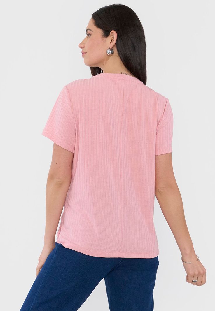 Polera Mujer Rib Básica Manga Palo Rosa Corona-1