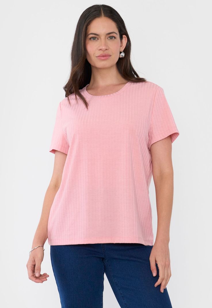 Polera Mujer Rib Básica Manga Palo Rosa Corona-2