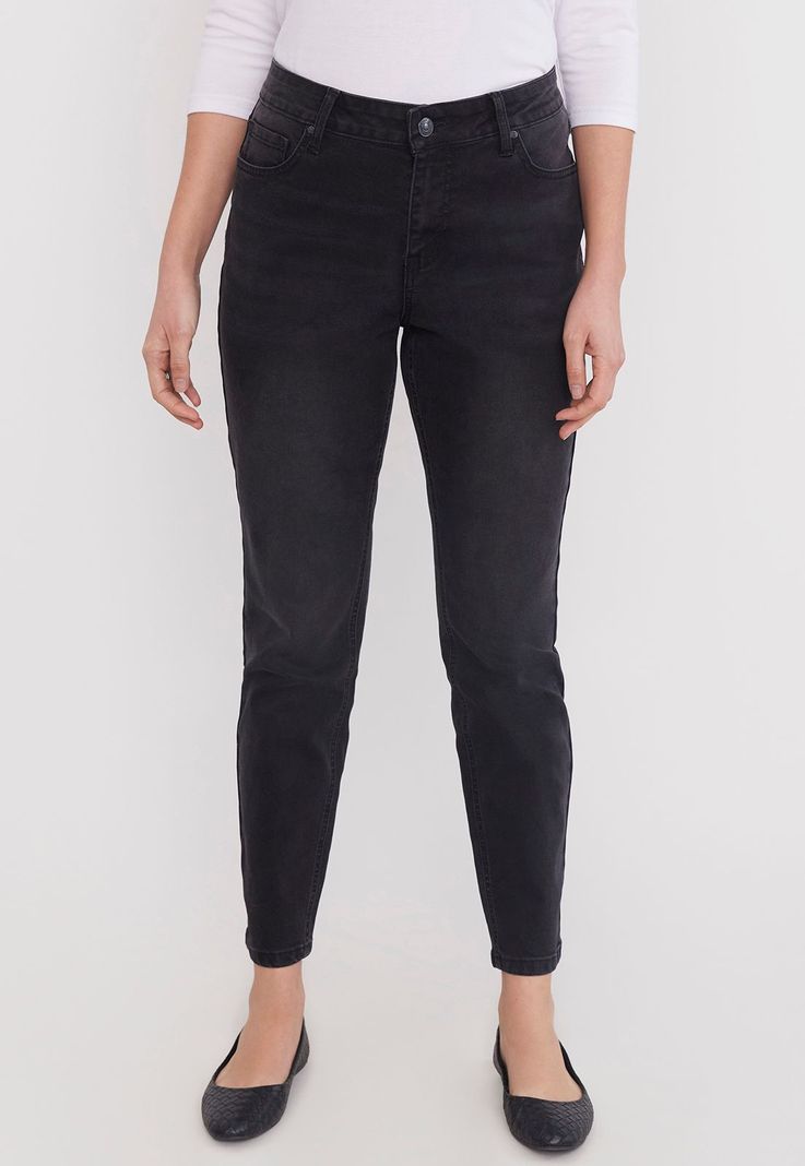 Jeans Negro Mujer Skinny 1 Boton Corona-0