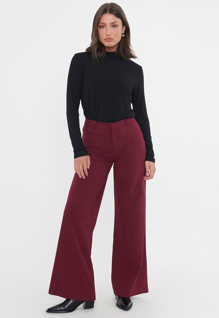 Pantalón Mujer Sastrero Burdeo Corona-0