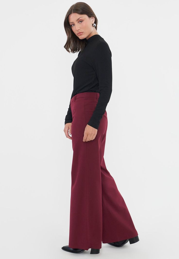 Pantalón Mujer Sastrero Burdeo Corona-3