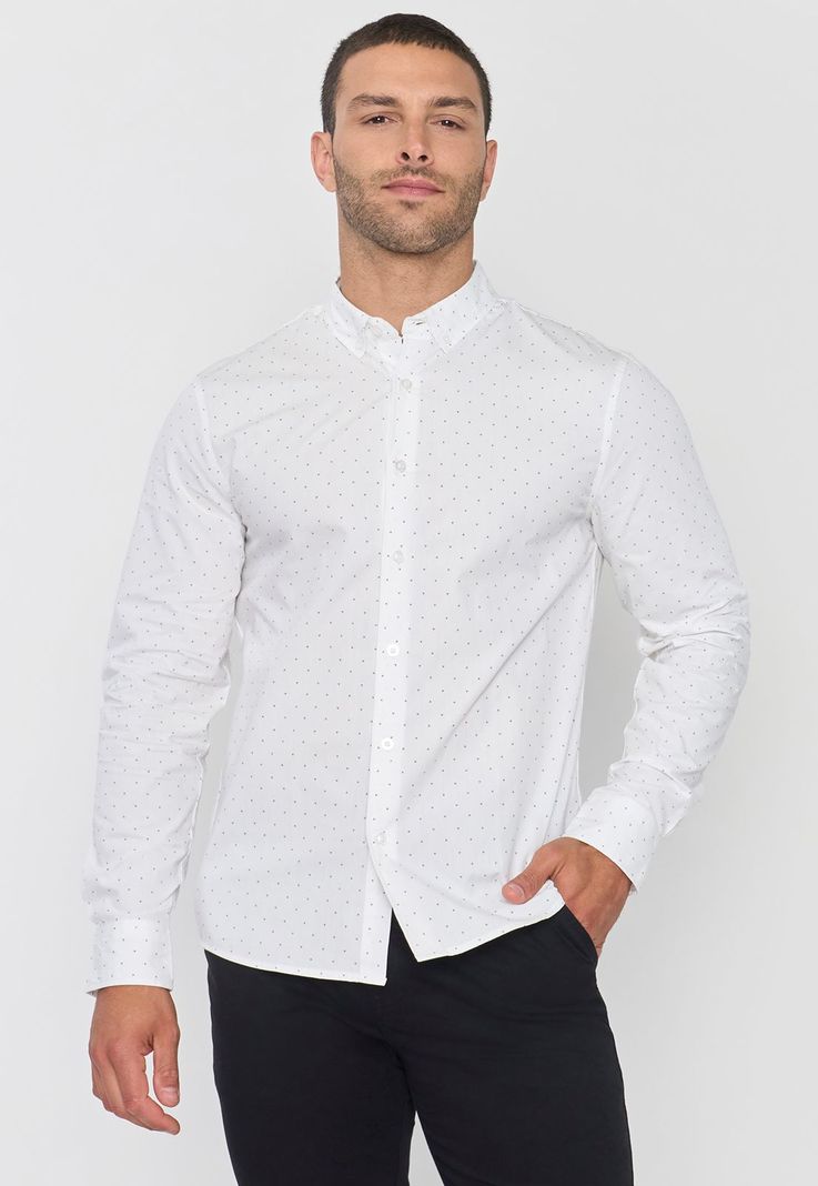 Camisa Hombre Miniprint Blanco Corona-0