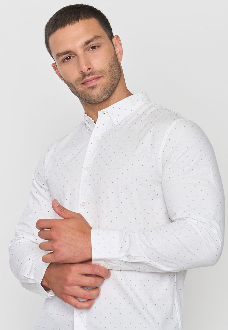 Camisa Hombre Miniprint Blanco Corona-2