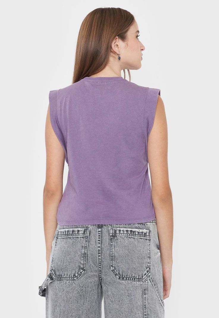 Polera Mujer Manga Vuelos Color Morado Corona-1