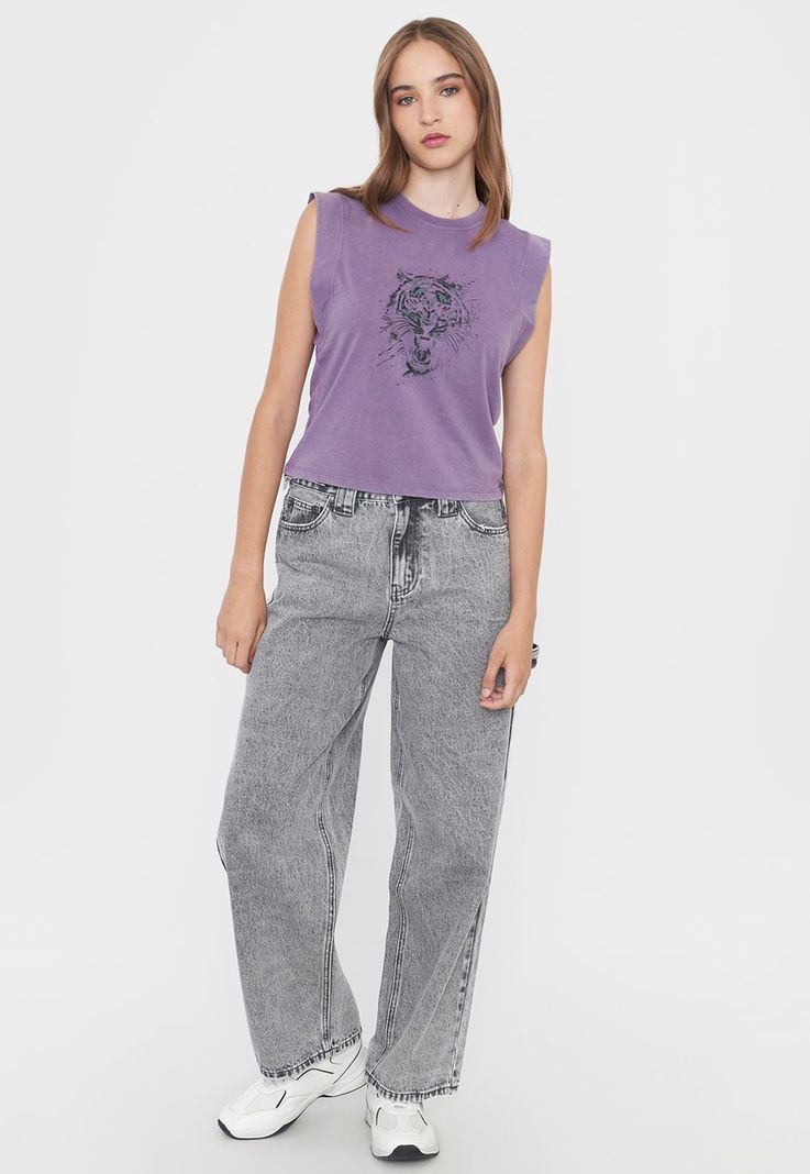 Polera Mujer Manga Vuelos Color Morado Corona-3