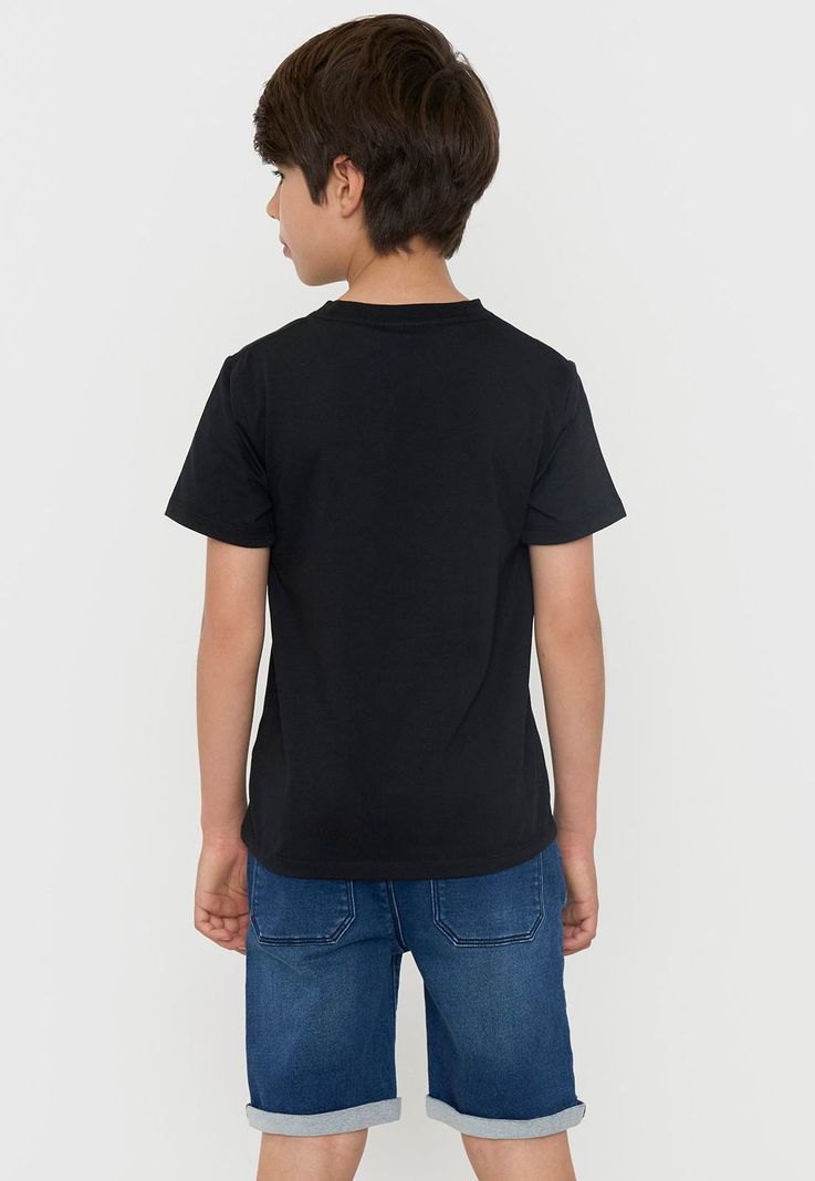 Polera Niño Kids Manga Corta Minecraft Negro Corona-1