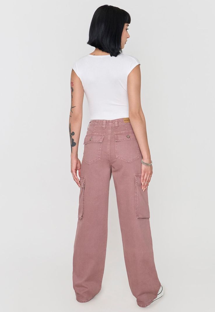 Jeans Mujer Cargo Straight Fit Terracota Corona-2