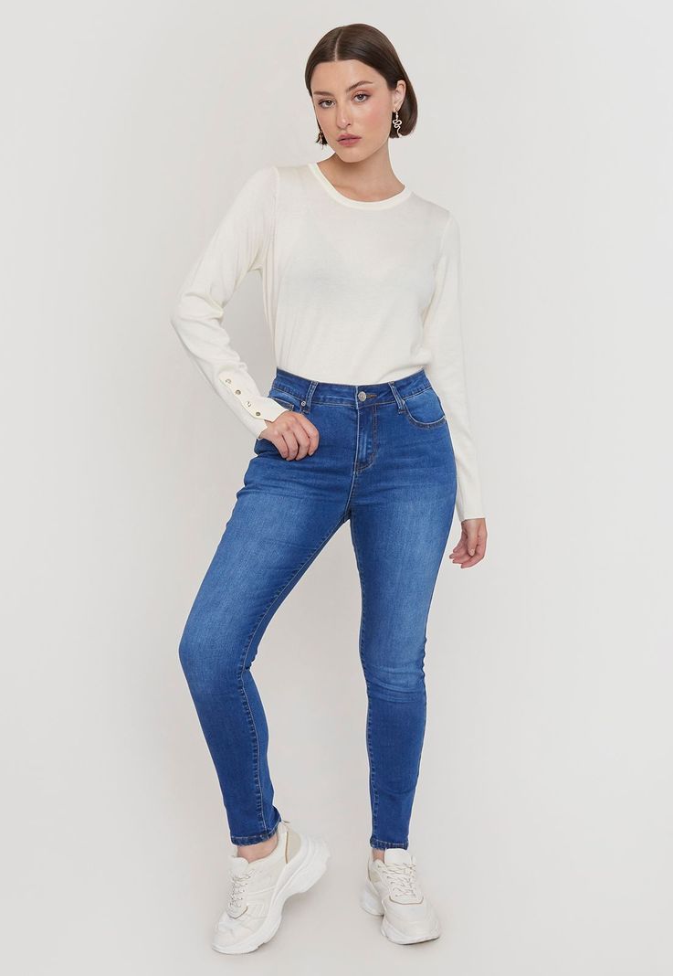 Jeans Mujer Skinny Azul Medio Corona-0