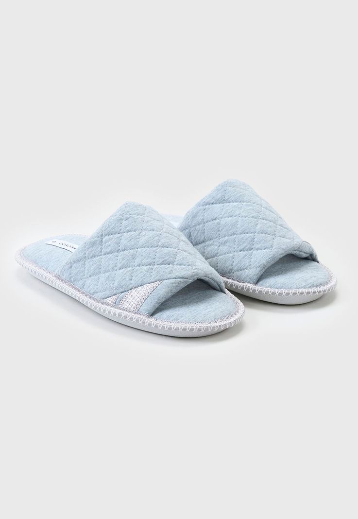 Pantufla Mujer Punta Abierta Gris Corona-0