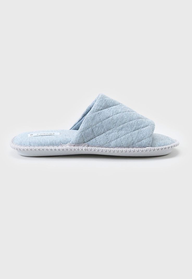 Pantufla Mujer Punta Abierta Gris Corona-1