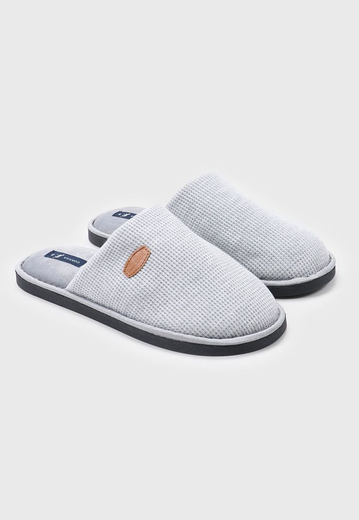 Pantufla Hombre Básica Gris Corona-0