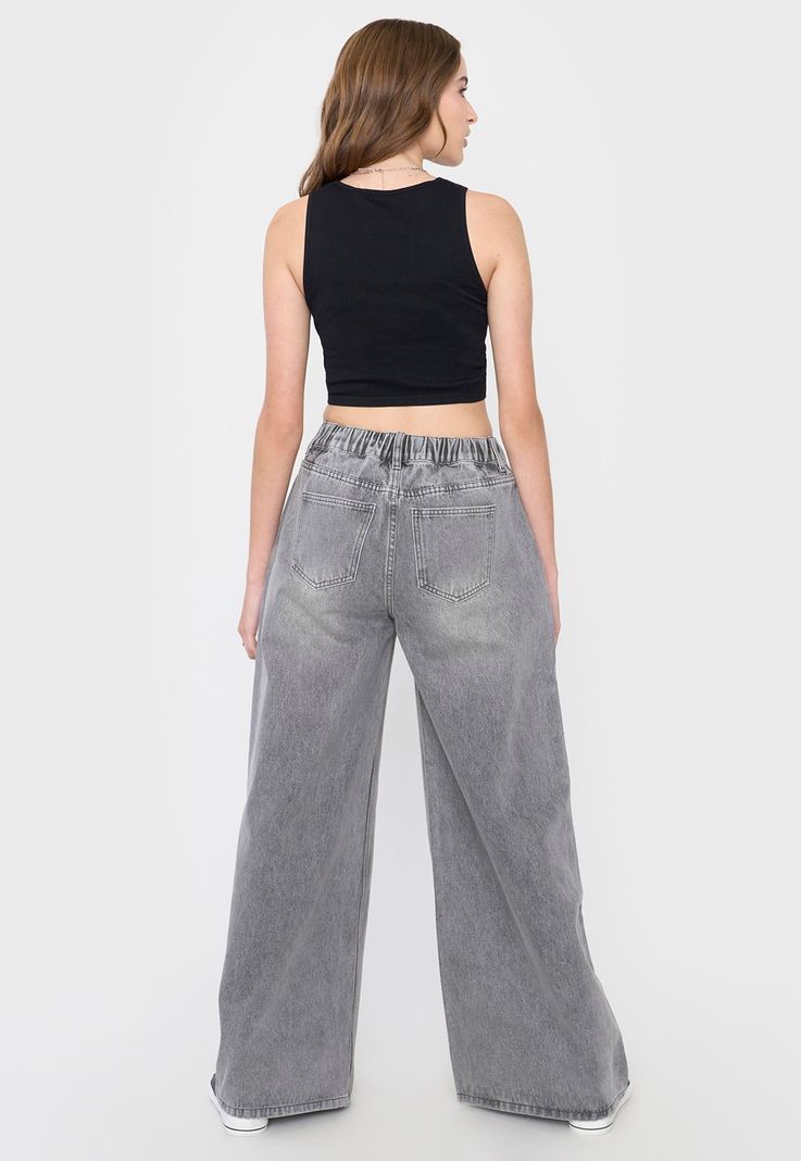 Jeans Mujer Extra Wide Leg Fit Gris Corona-2