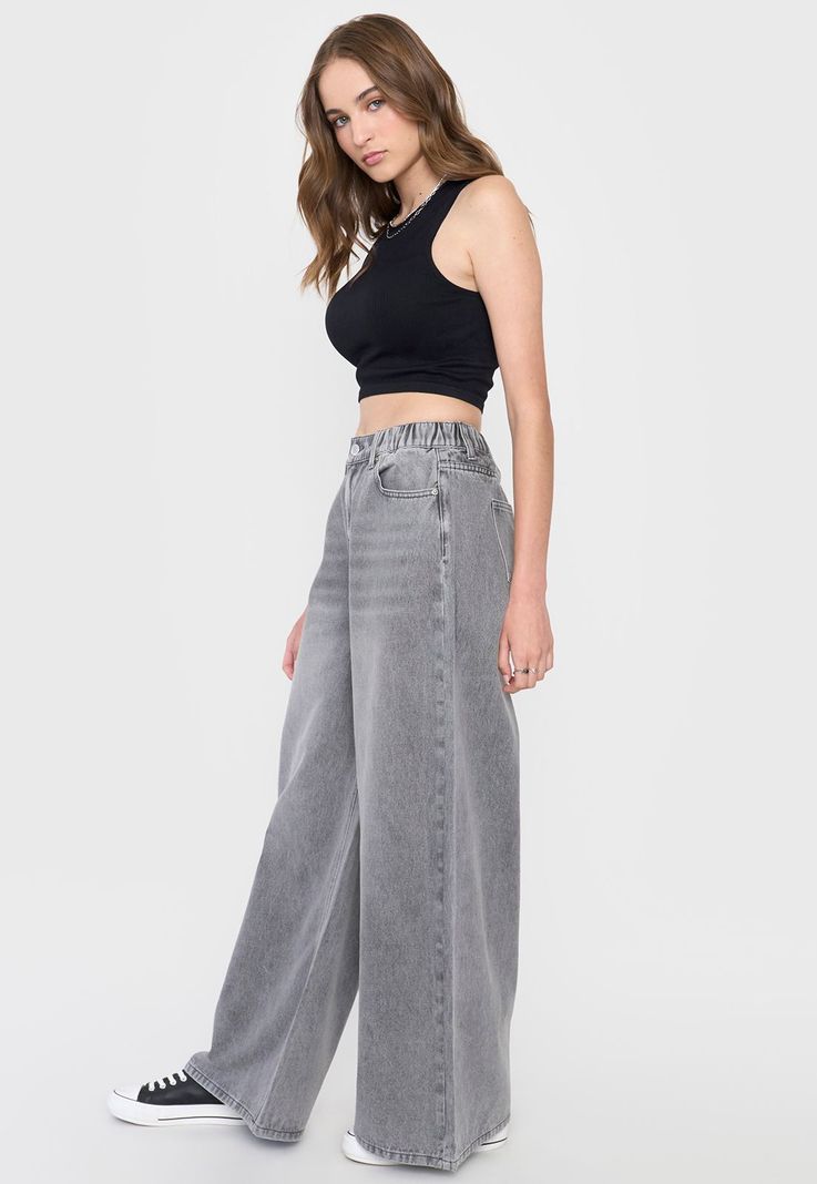 Jeans Mujer Extra Wide Leg Fit Gris Corona-3