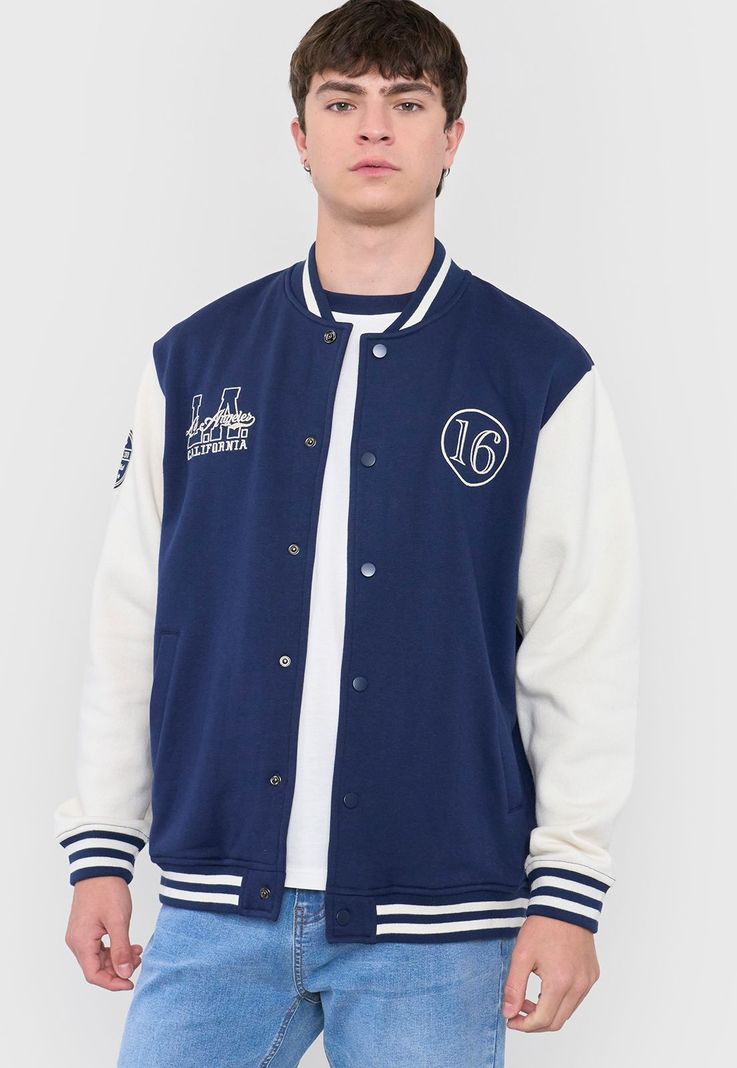 Polerón Hombre Bomber College Azul Corona-2