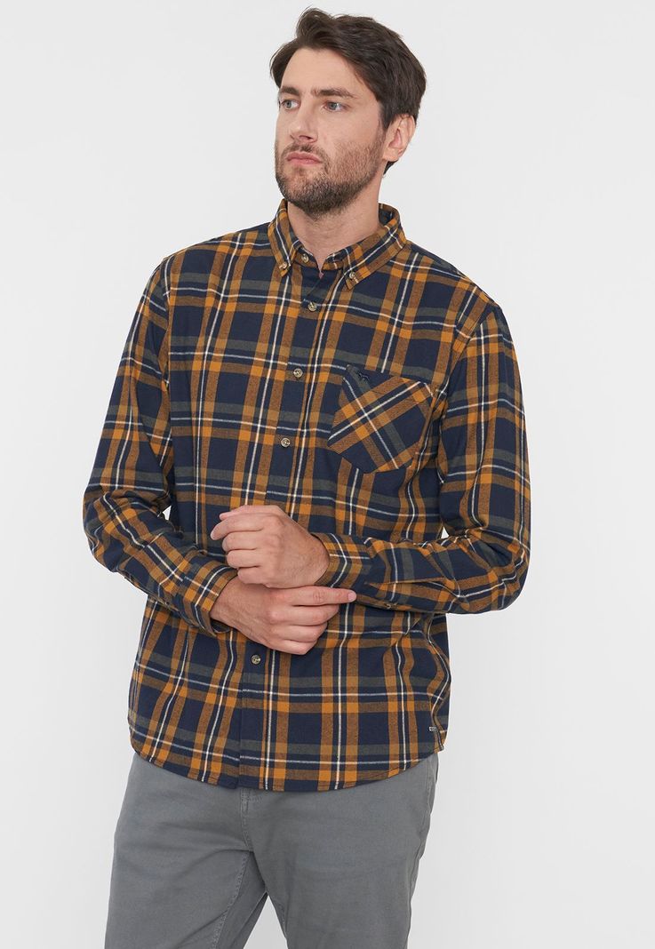 Camisa Hombre Franela Mostaza Corona-0
