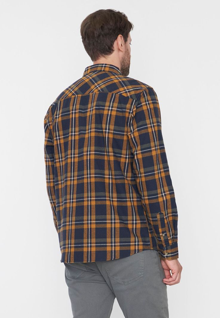Camisa Hombre Franela Mostaza Corona-1