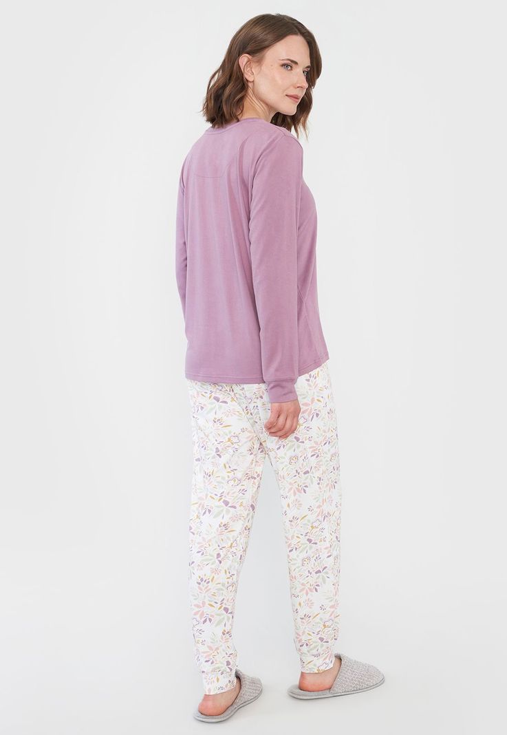 Pijama Mujer Full Print Polypeach Malva Corona-1
