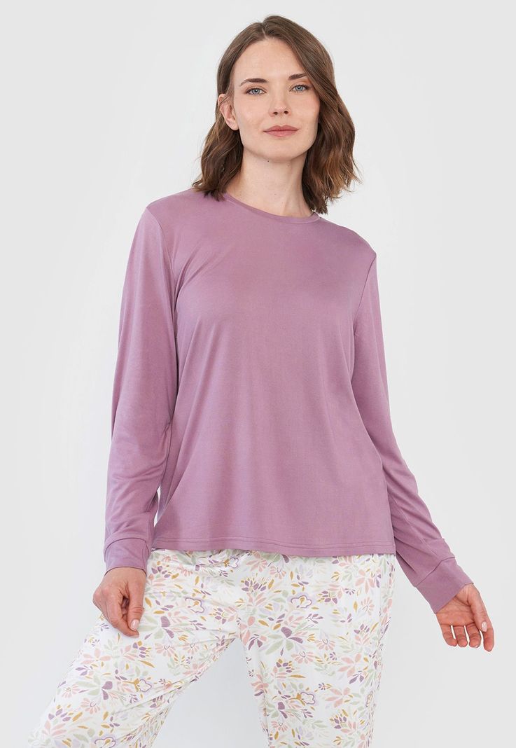 Pijama Mujer Full Print Polypeach Malva Corona-2