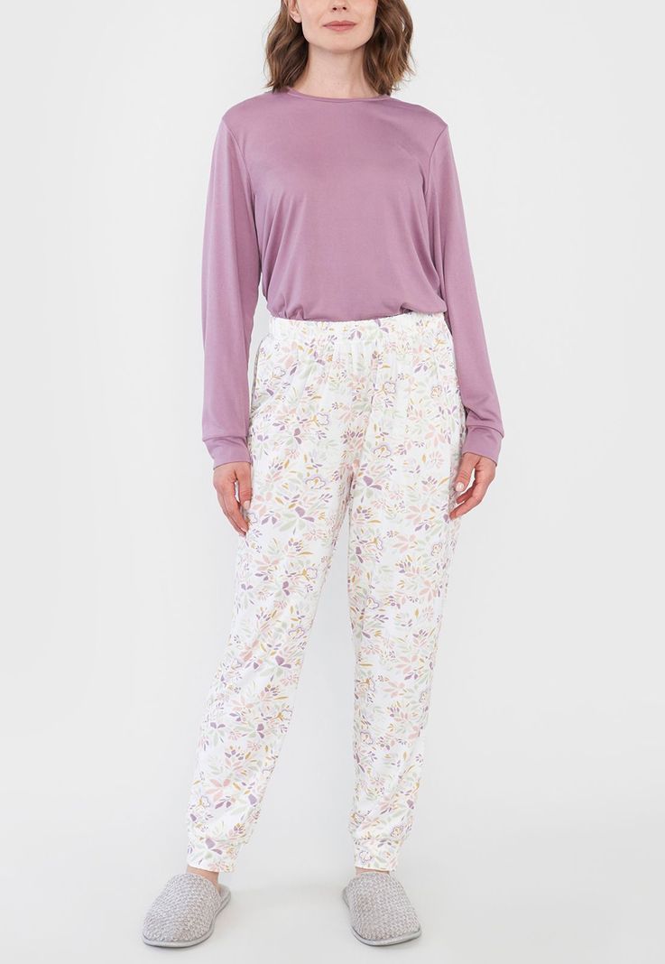 Pijama Mujer Full Print Polypeach Malva Corona-3