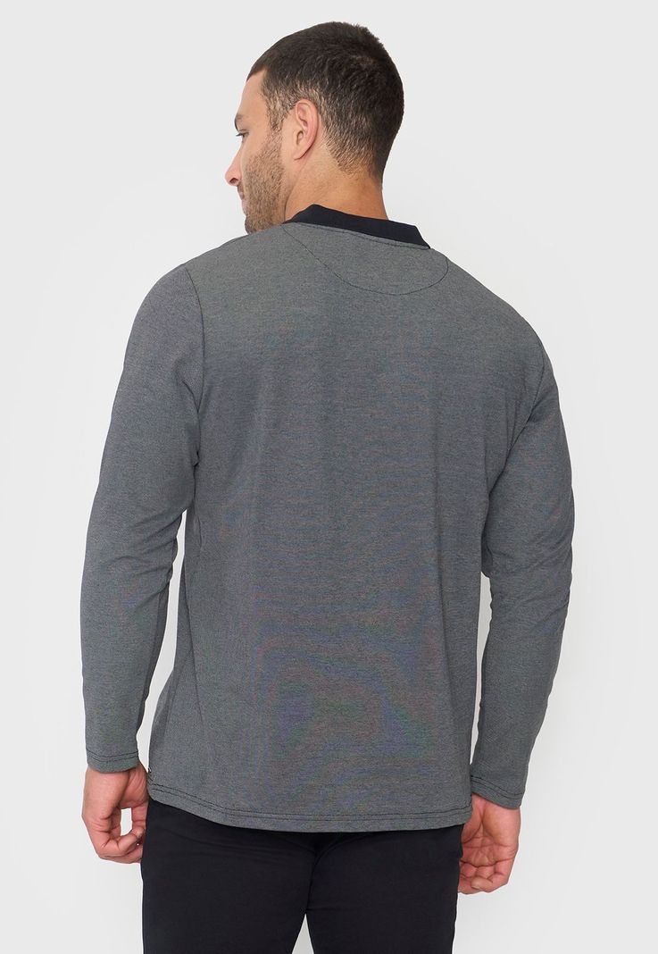 Polera Hombre Polo Piqué M/L Negro Corona-1