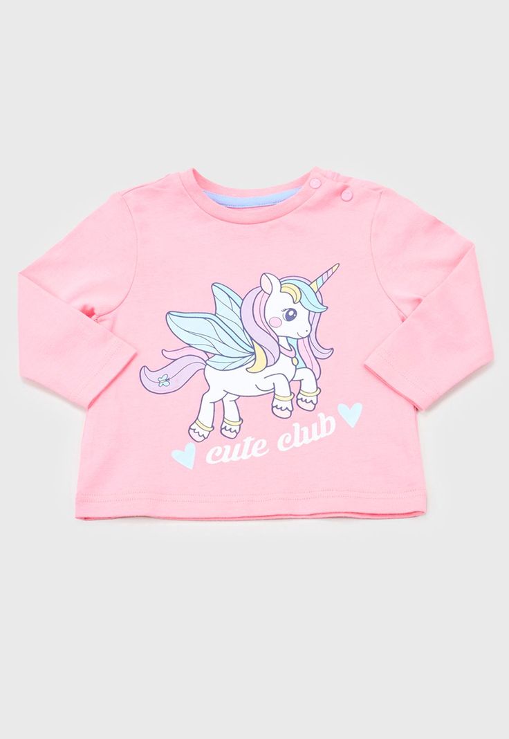 Polera Bebe Niña Manga Larga Focal Rosado Corona-0