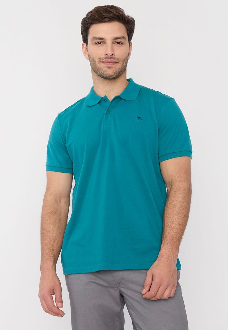 Polera Hombre Piqué M/C Petrol Lisa Corona-0