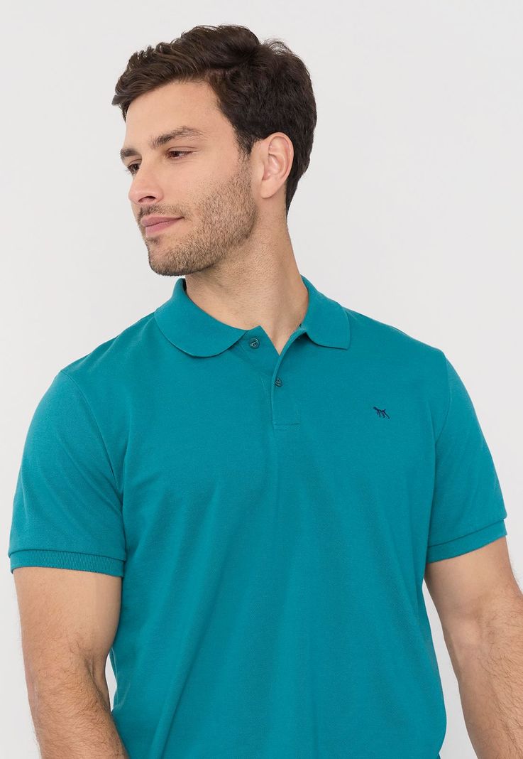 Polera Hombre Piqué M/C Petrol Lisa Corona-2