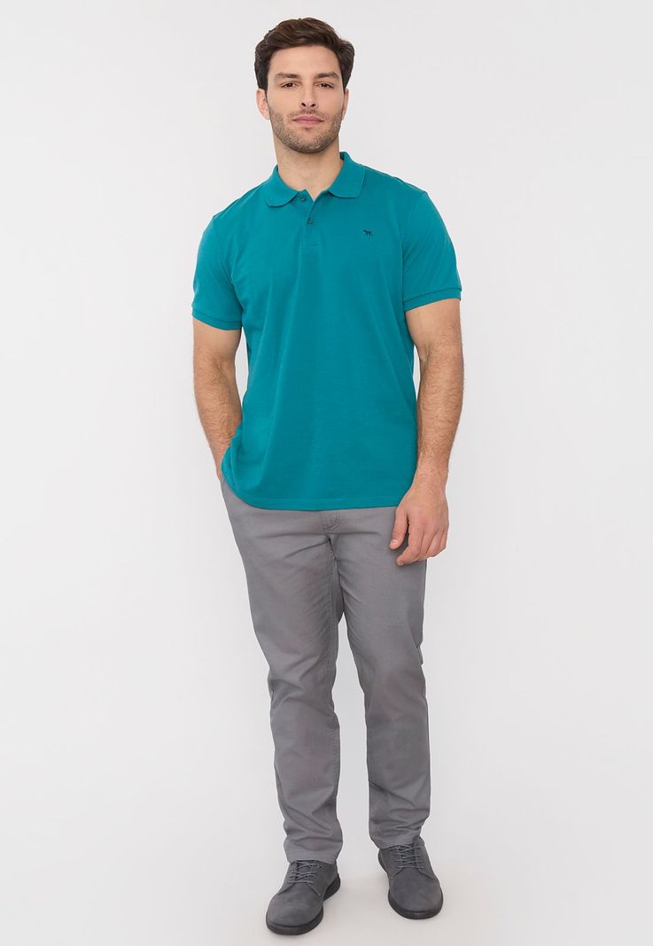 Polera Hombre Piqué M/C Petrol Lisa Corona-3