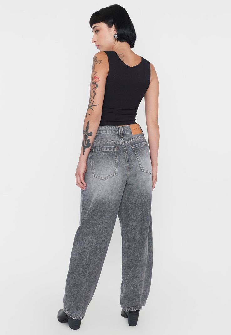 Jeans Mujer Balloon Fit Gris Corona-2