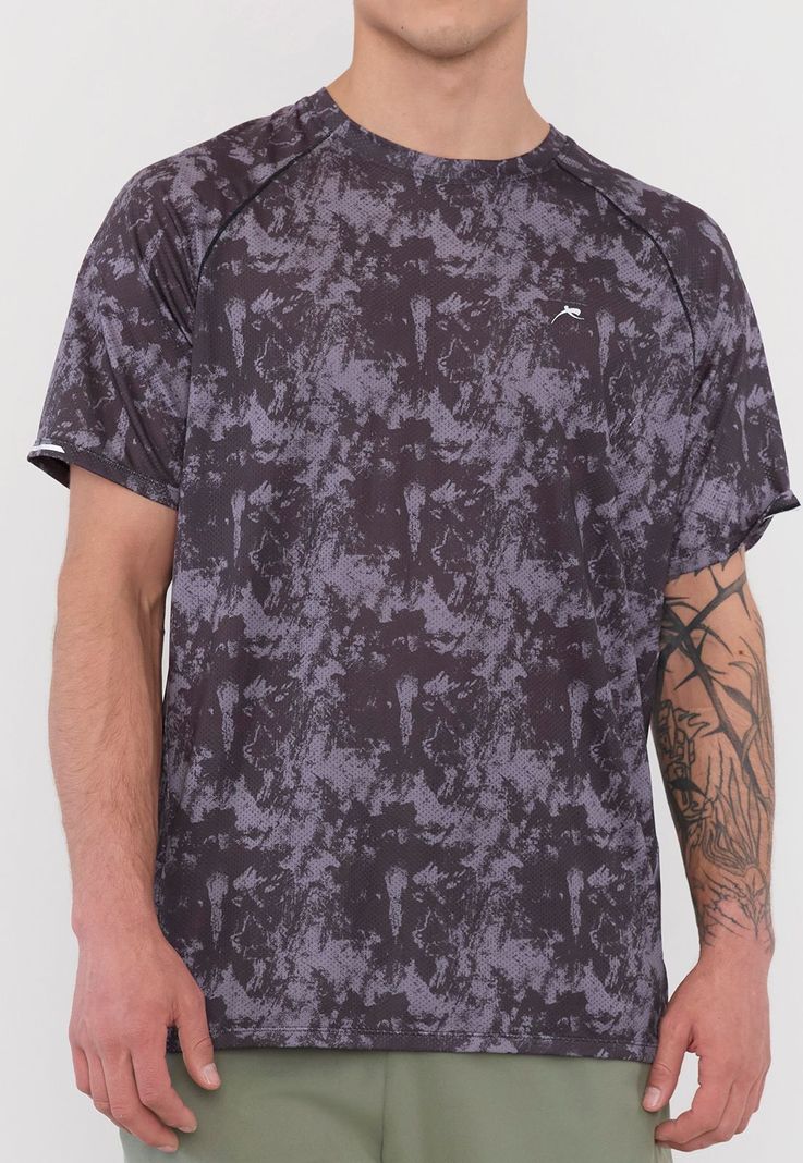 Polera Hombre Deportiva Full Print Mesh Negro Corona-2