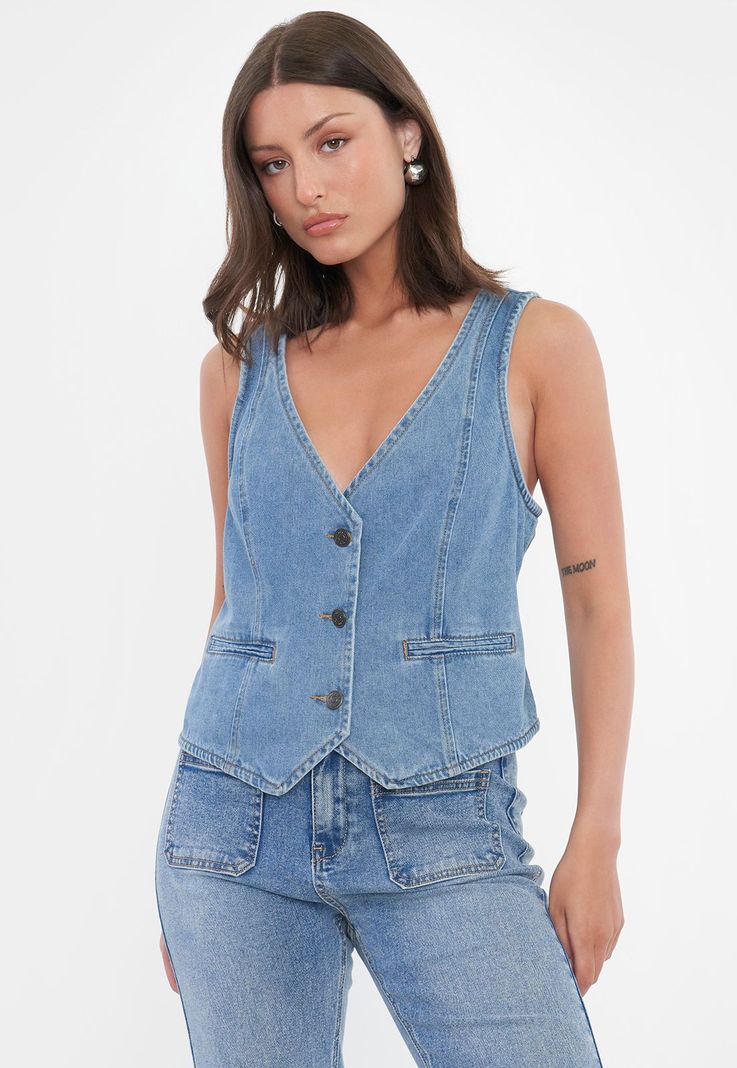 Vest Mujer Denim Azul Medio Corona-2