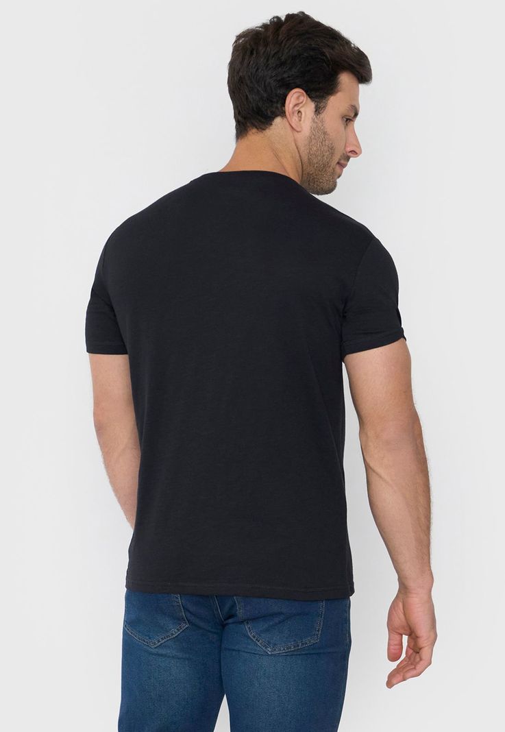 Polera Hombre Henley Slub Negro Corona-1