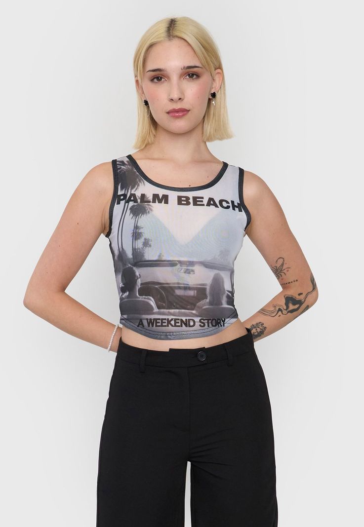 Polera Mujer Malla Sin Mangas Color Negro Corona-0