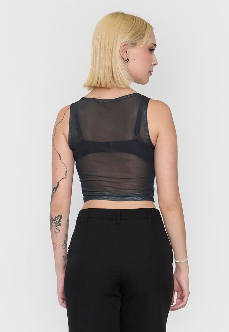Polera Mujer Malla Sin Mangas Color Negro Corona-1