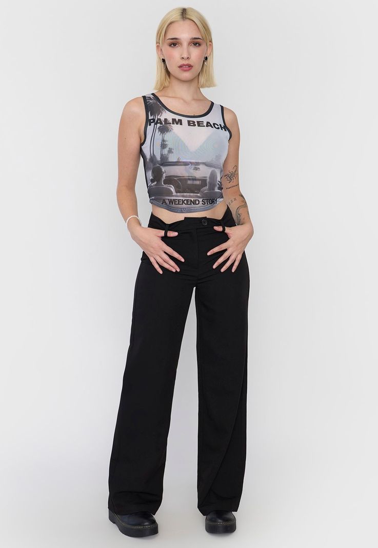 Polera Mujer Malla Sin Mangas Color Negro Corona-3