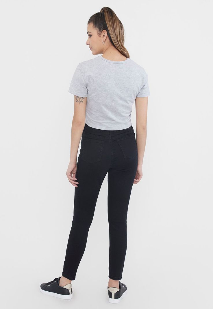 Jeans Mujer Skinny Destroyed Negro Corona-1