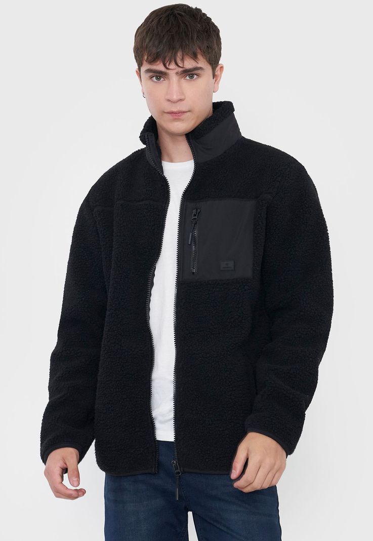 Casaca Hombre Sherpa Full Zipper Negro Corona-2