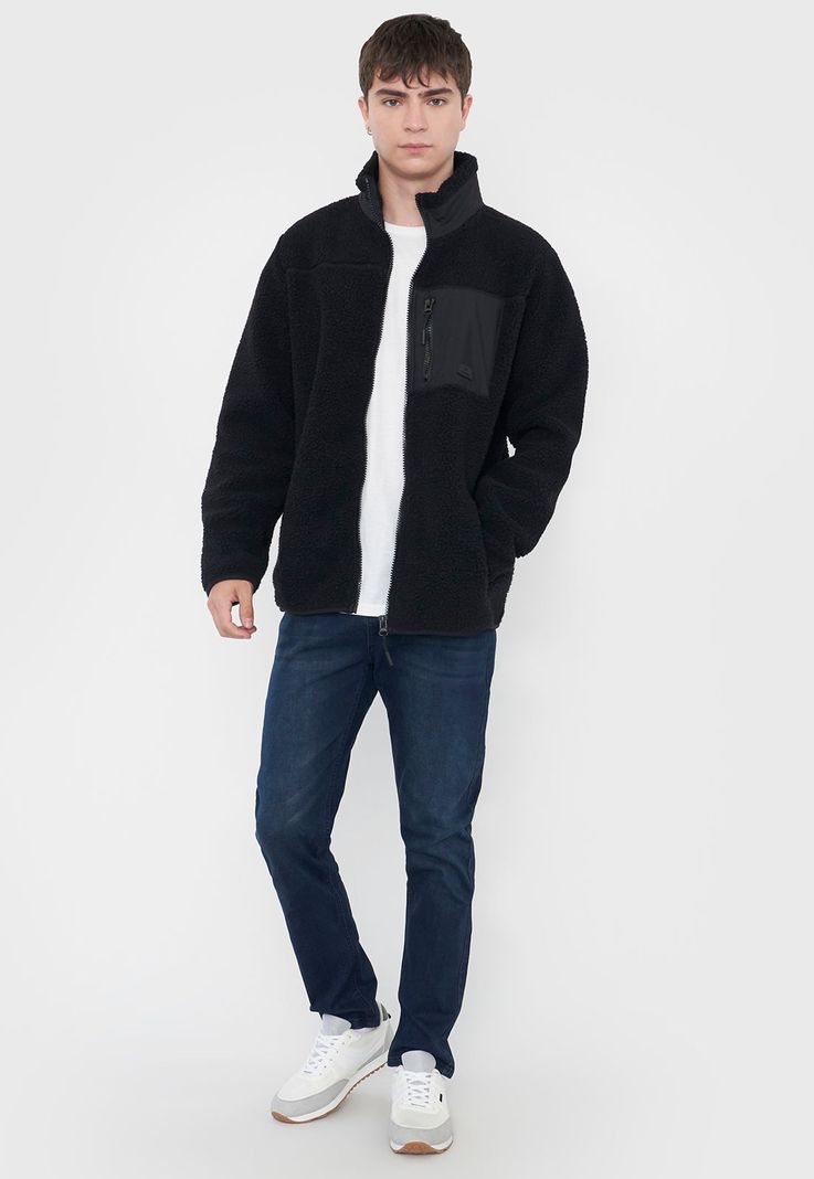 Casaca Hombre Sherpa Full Zipper Negro Corona-3