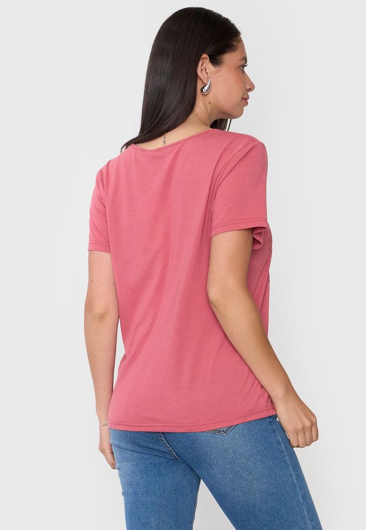 Polera Mujer Bordado Rosado Corona-1