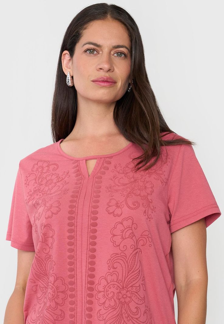 Polera Mujer Bordado Rosado Corona-2
