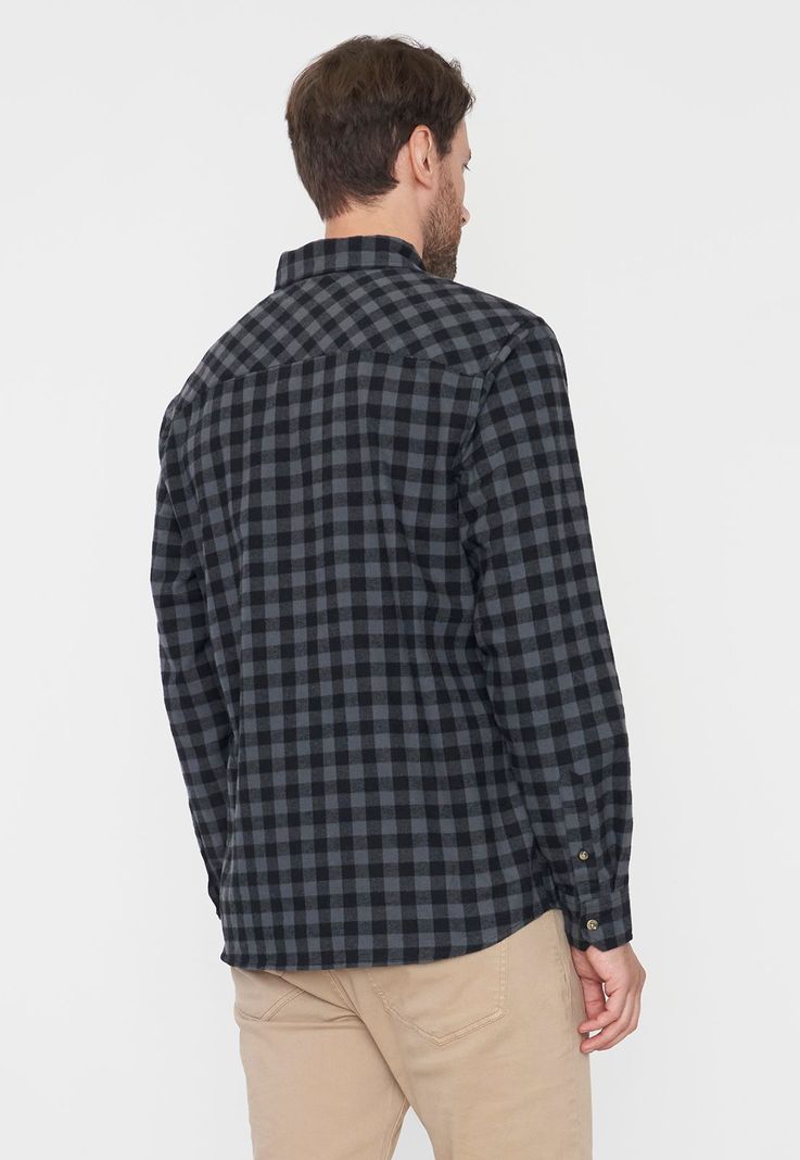 Camisa Hombre Franela Negro Corona-1